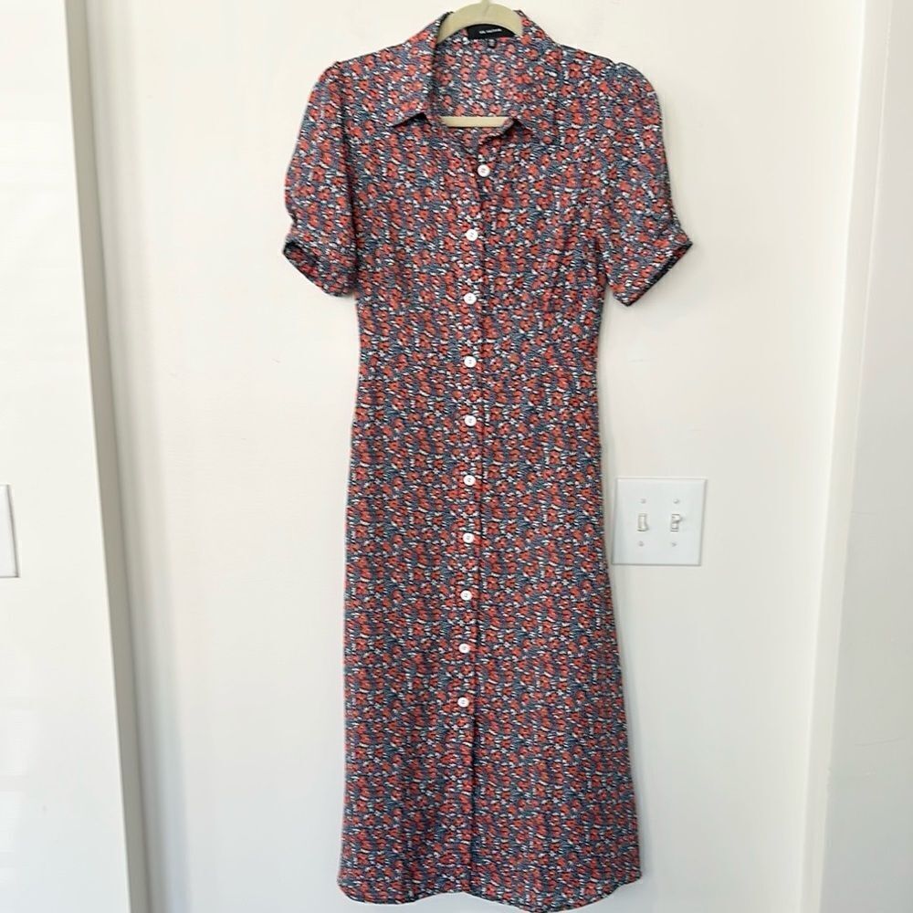En Saison Red Multi Floral Button-Front Midi Dress
